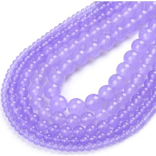 Natural Purple Chalcedony Jades Beads Round Loose Stone Beads For Jewelry Making DIY Bracelet Accessories 15''4/6/8/10/12mm