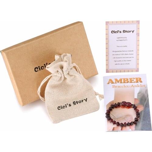 Raw Baltic Amber Teething Bracelet for Baby(Cherry Raw) - Natural Anti Inflammatory Beads