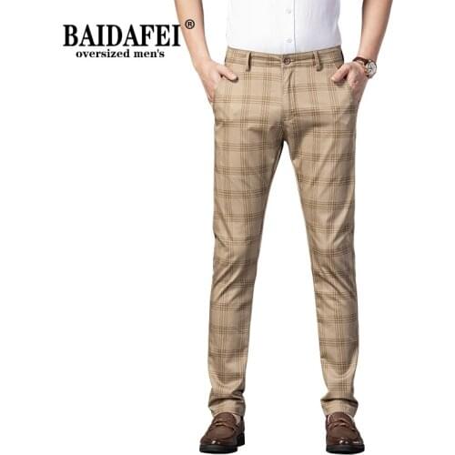 2021 New Mens Suit Pants Plaid 7-color Slim Micro Stretch Trousers Business Casual Pants Office Fashion Straight-leg Pants