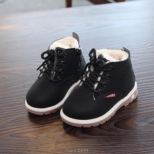 2021 New Style Childrens Boots Girls Boys Plush Martin Boots Casual Warm Ankle Shoes Kids Fashion Sneakers Baby Snow Boots