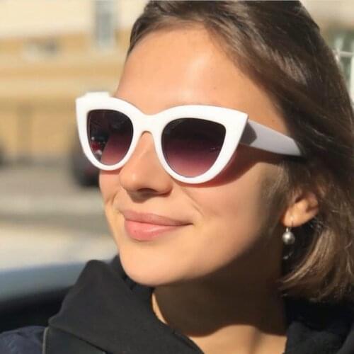 2019 New Women Cat Eye Sunglasses White Brand Designer Cateye Sun glasses For Female goggles UV400