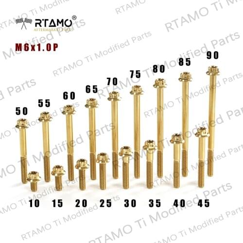OD12) Motorcycle Titanium Alloy Bolts M6x50/55/60/65/70/75/80/85mm Torx CNC Head Screws