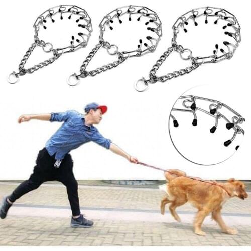 New Effective Pinch Dog Training Collar Big Dog Chain With Comfort Rubber Tips Safe Adjustable Metal Durable Pet Prong Collar