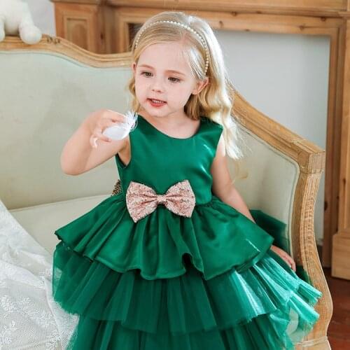 Summer Party Flower Girl bridesmaid Dresses Kids Princess Dress For Girls Wedding Formal Clothes Bridesmaid Dresses Green Dress