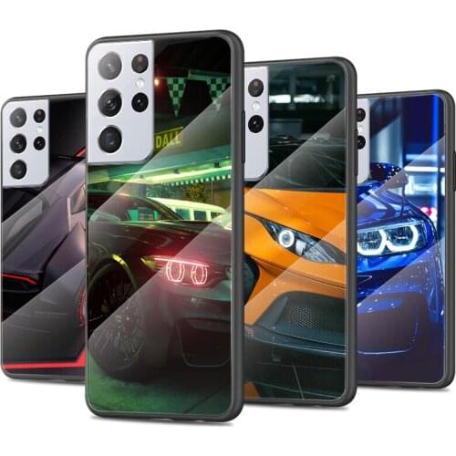 Tempered Glass Hot Now Luxury Cover Cool Sports Car For Samsung Galaxy S21 Ultra Plus 5G Shockproof Shell Phone Case