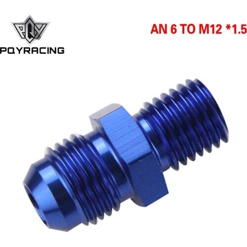 PQY - Blue Male 6AN 6 An Flare To M12x1.5(mm) Metric Straight Fitting AN 6 To M12 *1.5 Port. Adapter PQY-SL816-06-123-011