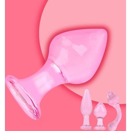 Pink Crystal Butt Plug Glass Anal Plug Female Masturbation Prostate Massage Adult Products Sex Toy for Women