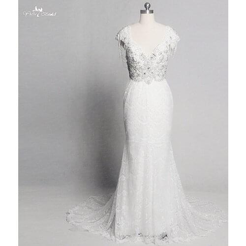 RSW1317 Real Pictures Yiaibridal Alibaba Retail Store Crystal Bead Lace Robe De Mariee Boheme Boho Wedding Dress