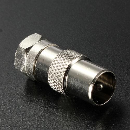 Silver F Male Connector To TV Aerial Male Plug Adaptor RF Coax Coaxial Converter NEW