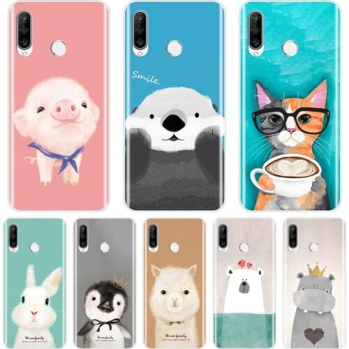 Silicone Phone Case For Huawei P20 Lite P Smart Plus 2019 Pink Pig Cat Bear Rabbit Back Cover For Huawei P30 Lite Pro P Smart Z