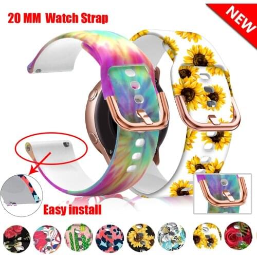 LYQSTA Printing Silicone Watchband For Samsung Galaxy Watch Active/active2 40/Amazfit GTR42/GTS Garmin Move3 Bracelet Band Strap