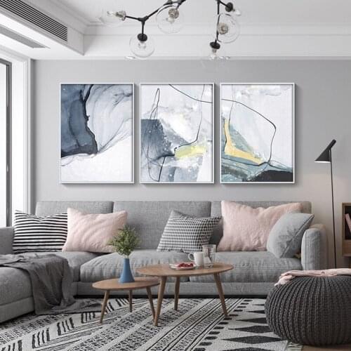 Nordic Abstract Watercolor line Art Canvas Painting Posters Modern Ink Painting Pictures for Living Room Decoration