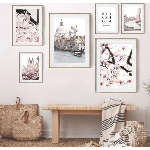 Venice City Church Cherry Magnolia Quote Wall Art Canvas Painting Nordic Posters And Prints Wall Pictures For Living Room Decor