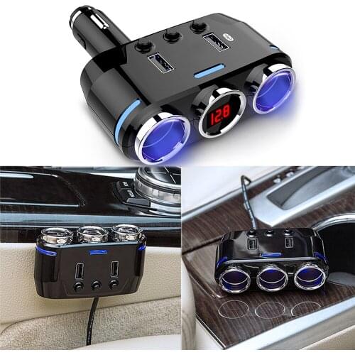 Car Cigarette Lighter Socket Splitter Plug LED USB Charger Adapter USB Car Charger For Mobile Phone DVR Auto Accessories