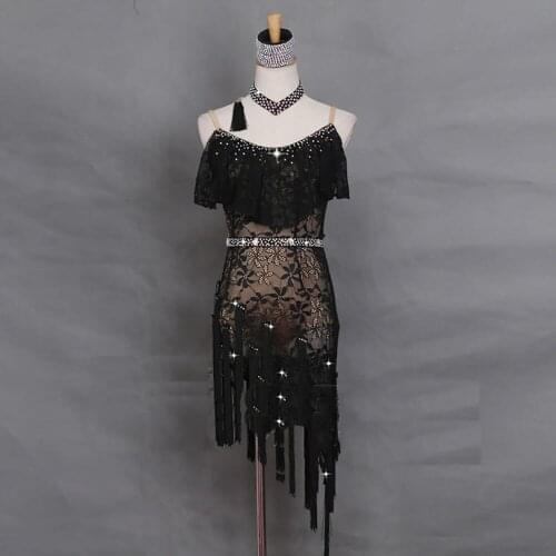 High Quality Latin Dancing Dresses For Ladies Black White Color Original Suits Women Ballroom Competitive Vintage Costumes E008