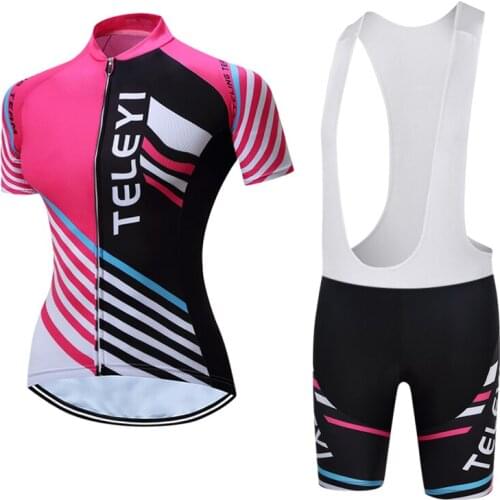 Women Cycling Short Sleeve Jersey Shorts Sets Bike Bicycle Outdoor Clothing Pink XS-4XL