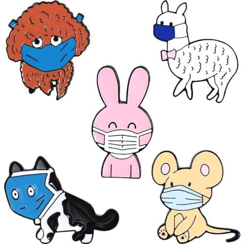 Animals Cat Dog Rabbit Rat Alpaca Enamel Pins Brooches Women Men Lapel Badges Backpack Collar Fashion Jewelry Gifts For Kids