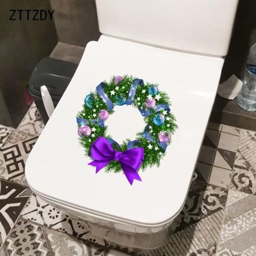 ZTTZDY 23.4×23.7CM Purple Beautiful Bell Branch Ring Toilet Stickers Decor Home Room Wall Accessories T6-0292