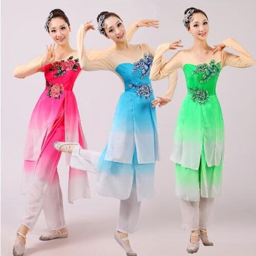 0101) pink/blue/green Chinese Embroidery sequined Jasmine/ Umbrella / classical dance costumes for women stage performance