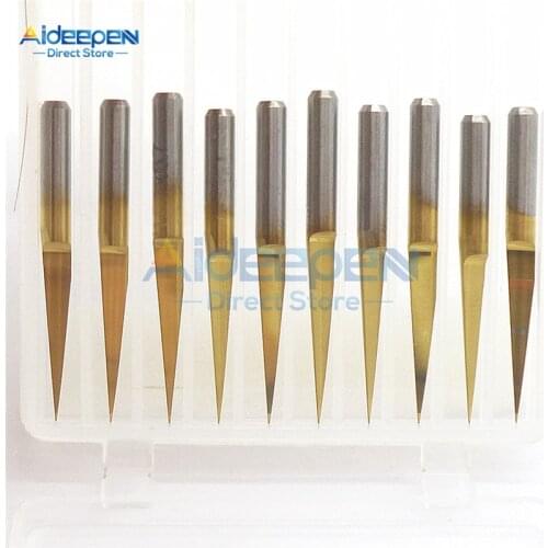 10Pcs/lot 3.175mm Carbide PCB Engraving Bits PCB Straight V Engraving Drill CNC Machine Tool Router Tool 10 Degree 0.1mm