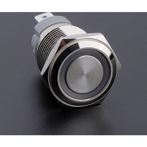 10A 15A Power Switch 16/19/22MM Push Button IP67 Waterproof 12V Blue LED Illuminated Latching Power Push Button Momentary Switch