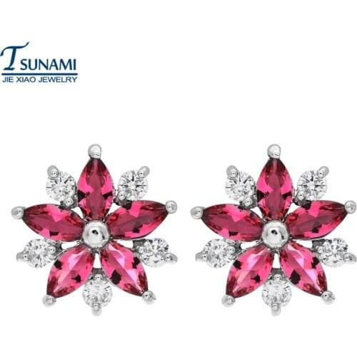 2021 New fashion temperament flower zircon earrings multi-color girl wedding party jewelry gifts ER-166