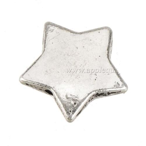 25pcs/lot Large Star Beads DIY Handicrafts Findings Jewelery Accessory Flat Blank Loose Spacers Retro Silver Plated Metal 14x4mm