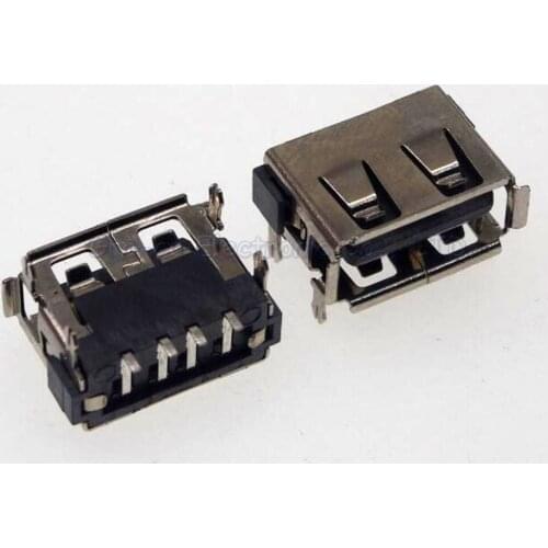 30pcs 2.0 USB Jack short type 10.0 A female socket usb 2.0 data port 4 fix foot