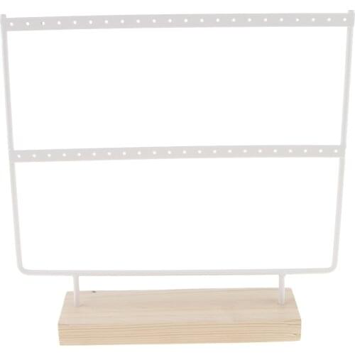 4pcs Iron Rack Wooden Display Earring Necklace Jewelry 24/44 Holes Showcase