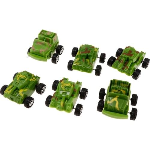 6pcs Pull Back Plastic Army Tank Model Vehicle Car Toys Soldiers Playset Accs Kids Hobbies Xmas Gifts