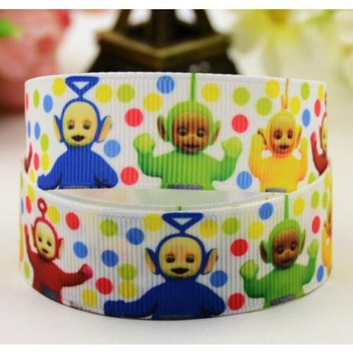 22mm 25mm 38mm 75mm Ruban satin Teletubbies Cartoon Character printed Grosgrain Ribbon party decoration X-01228 10 Yards