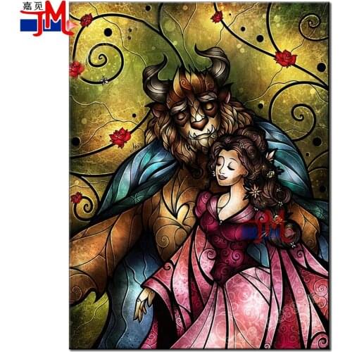 Full Square Drill 5D Diy Diamond Painting Beast Beauty Princess Mosaic Diamond Embroidery Cartoon Character Sale Rhinestones Kit