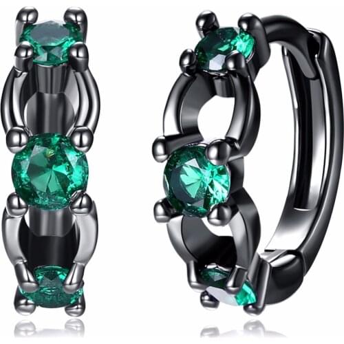 Free Shipping Creative Black Colors Colors Classic Round Earrings Green Zircon Ornaments Ladies Valentines Day Gifts