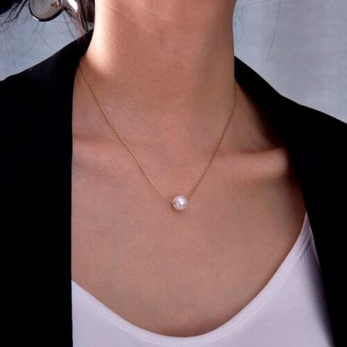 316L Stainless steel pearl necklace all-match fairy minority design sense light luxury clavicle chain female simple temperament