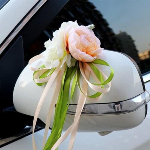 Rayon Ribbon Flower Wedding Door Handle Rear View Mirror Decoration Wedding Supplies Festival Party Decoration Flower Ornaments