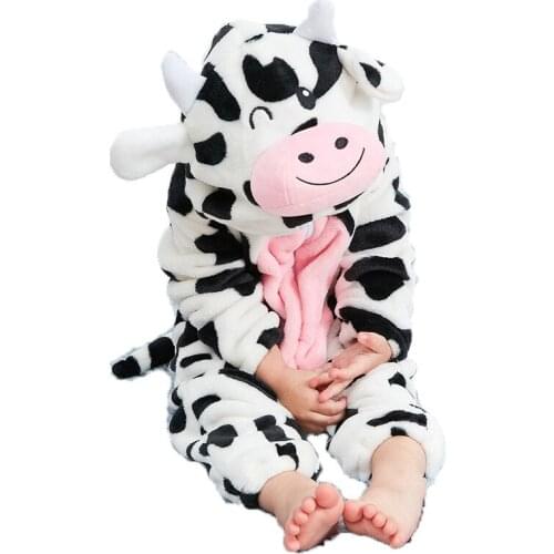 Baby Onesie Jumpsuit Boy Girls Toddler Infant Dairy Cow Outfit for Halloween Party Animal Costumes Christmas Purim Holiday