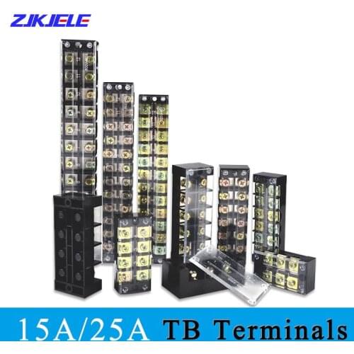 1Pcs TB-1503/TB-1506 15A TB-2503/TB2506 25A Dual Row Barrier Screw Terminals Strip Block Fixed Wiring Board Wire Connector Tools
