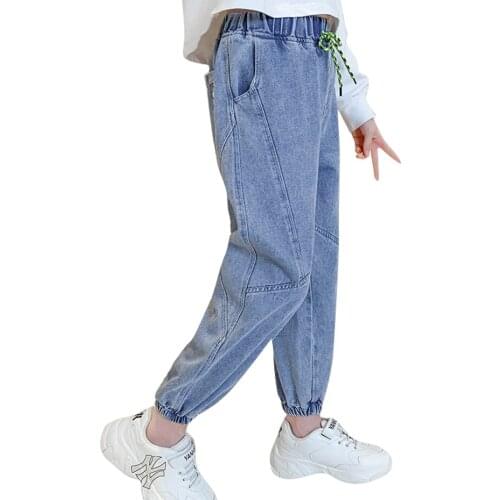 Jeans For Girl Solid Color Girl Jeans Patchwork Childrens Jeans For Girl Spring Autumn Childrens Clothing 6 8 10 12 14