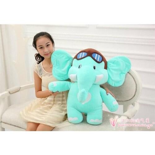 Flight Pilot elephant cartoon large 75cm light green elephant plush toy soft hugging pillow, Christmas gift h835