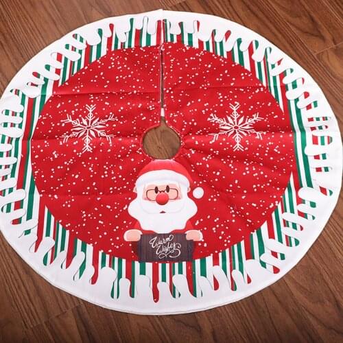 Round Elk/Santa/Snowman Print Xmas Tree Skirt Cover Floor Carpet Christmas Decor Photo Props
