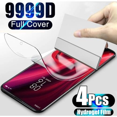 4PCS Full Cover Hydrogel Film For Xiaomi Redmi Note 10 9 8 7 Pro 9A Soft Screen Protector For POCO F3 M3 X3 Pro Film Not Glass