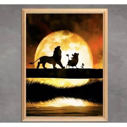 Hot Sale 5D DIY Diamond Painting Lion Moon Full Square Round Diamond Embroidery Mosaic Home Decor
