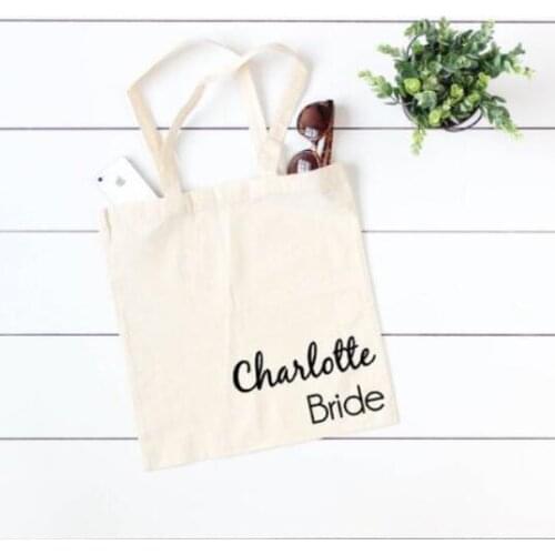 Personalize role name wedding bride clothTote Bags, maid of honor canvas Tote Bags, Bridesmaid proposal gift Bags
