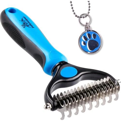 Pet Grooming Tool - 2 Sided Undercoat Rake for Cats Dogs brush - Safe Dematting Comb for Easy Mats Tangles Removing （large size