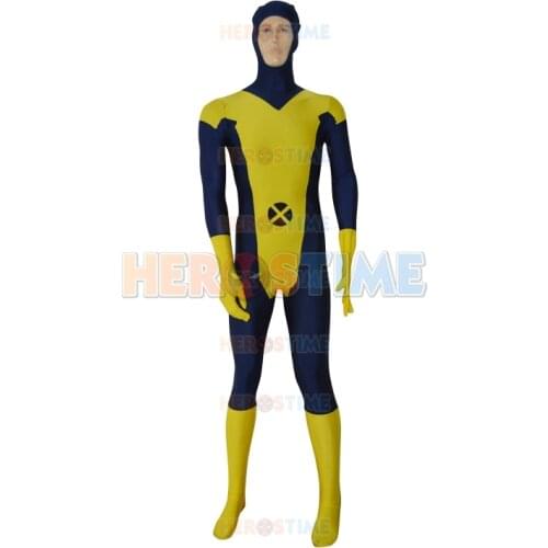 Free Shipping Adult X- Men Cyclops Scott Summers Superhero Costume Spandex Catsuit Halloween Cosplay Costume