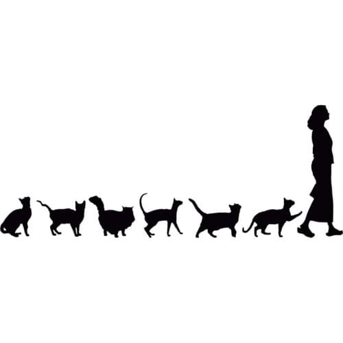 Cat and Beautiful Girl High Quality Car Decoration Decals Personalized Pvc Waterproof Car Window Decals Black/white, 23cm * 9cm