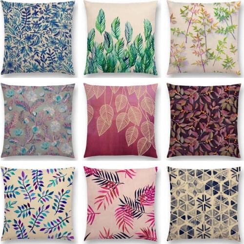 Colorful Tropical Jungle Forest Plants Garden Watercolor Leaves Rich Foliage Cushion Cover Home Decor Car Sofa Throw Pillow Case