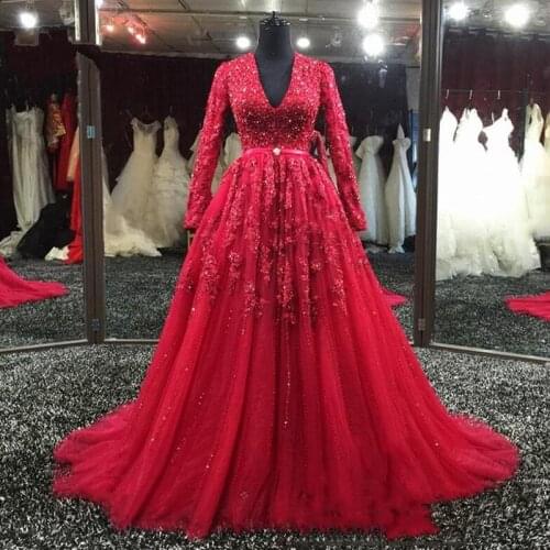Long Sleeve appliques Lace Mother of the Bride Dresses for Weddings 2019 vestido de madrinha A Line Beaded Evening prom dress
