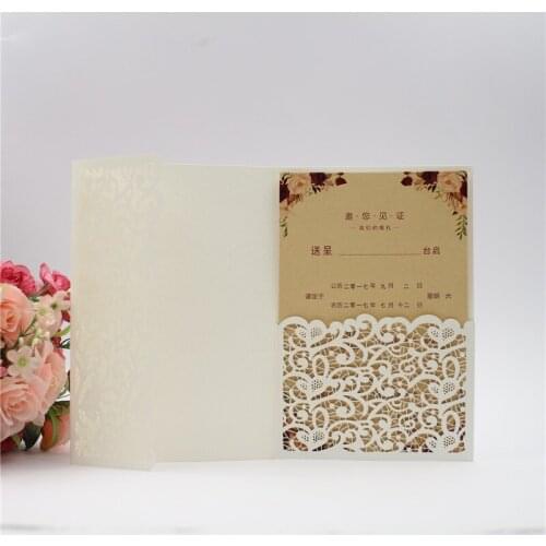 All Colors Lace Tri-fold Laser Cut Pocket Customized Wholesale Greeting Cards Birthday/Wedding/Party Invitation Greeting Cards