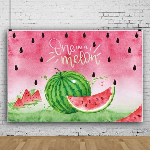 Laeacco 1st Birthday Party Decor Background Watermelon Seeds Gradient Solid Color Baby Portrait Backdrop Photocall Photostudio